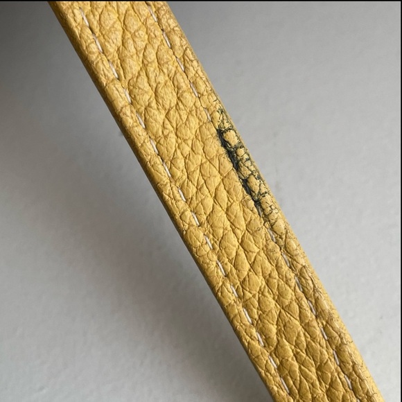 Dooney and Bourke AWL leather Palomino Yellow mini drawstring bucket bag purse - Picture 11 of 16